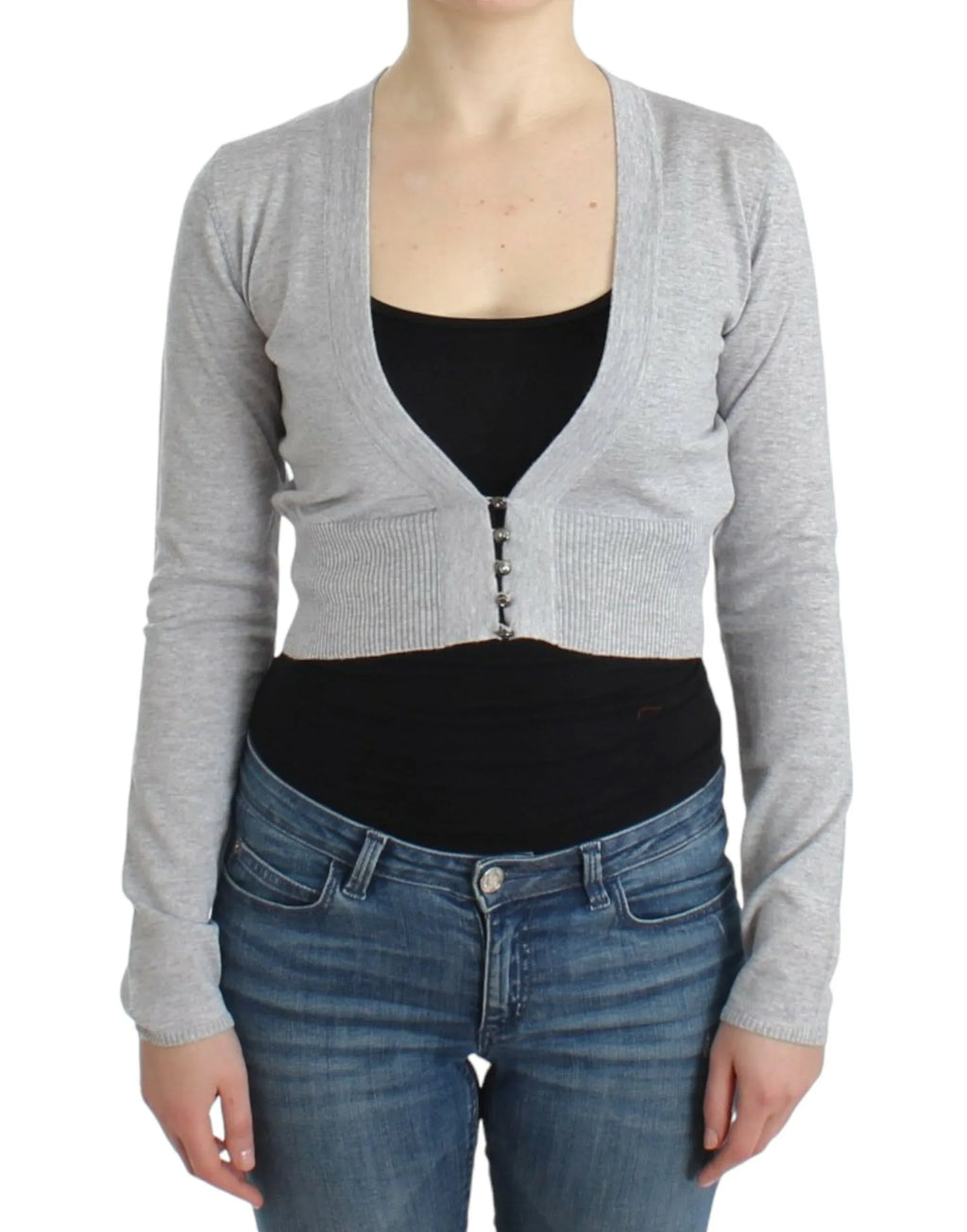 Cavalli Gray cropped wool cardigan - Zeiniez