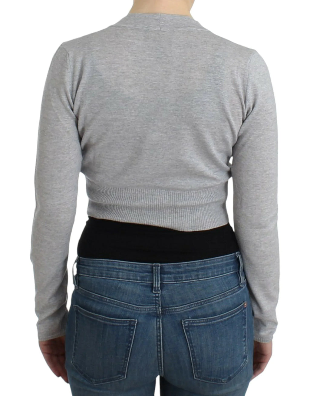 Cavalli Gray cropped wool cardigan - Zeiniez