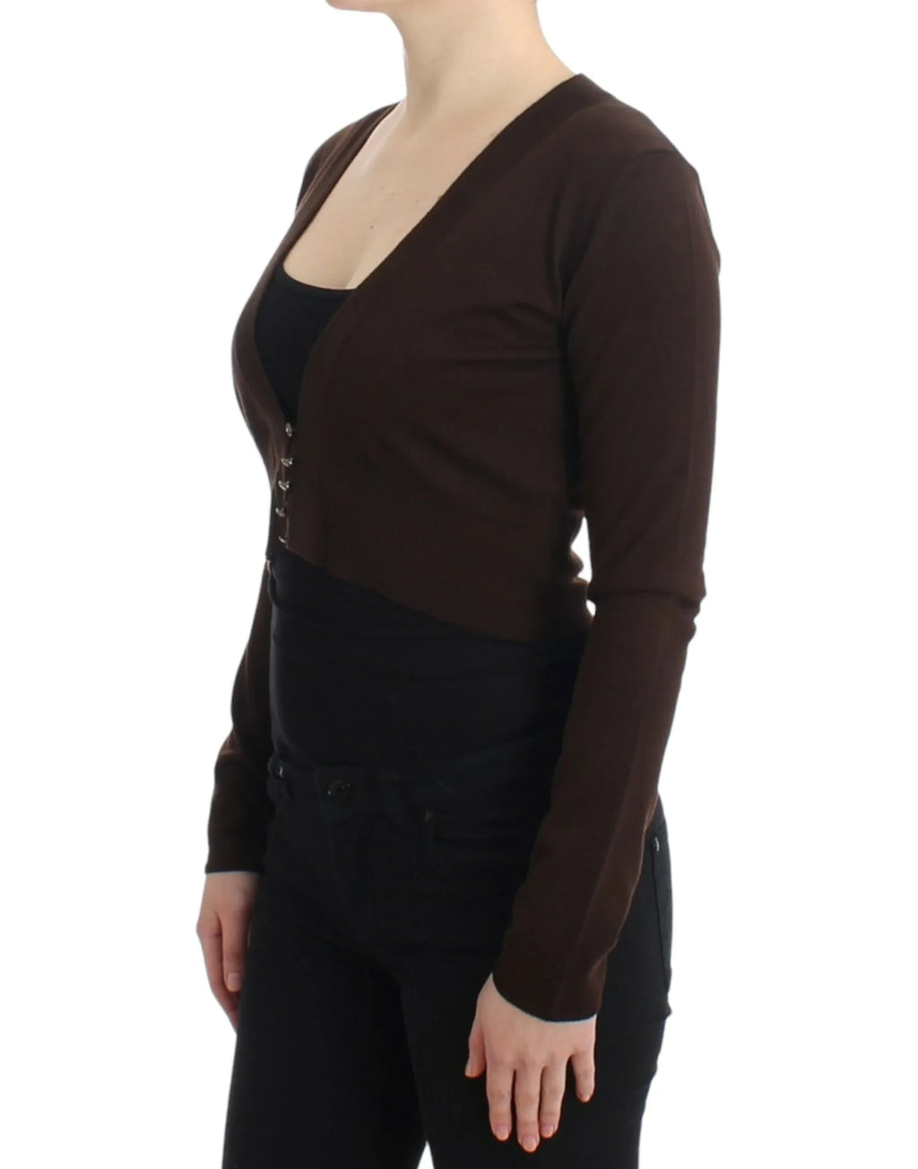 Cavalli Brown cropped wool cardigan - Zeiniez