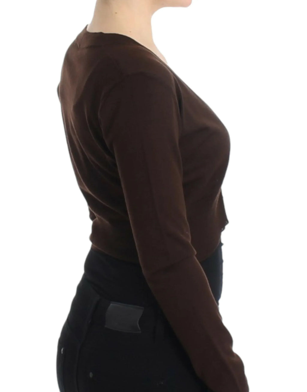 Cavalli Brown cropped wool cardigan - Zeiniez