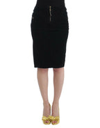 Cavalli Black Corduroy Pencil Skirt - Zeiniez