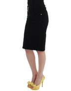 Cavalli Black Corduroy Pencil Skirt - Zeiniez