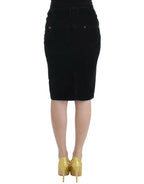 Cavalli Black Corduroy Pencil Skirt - Zeiniez