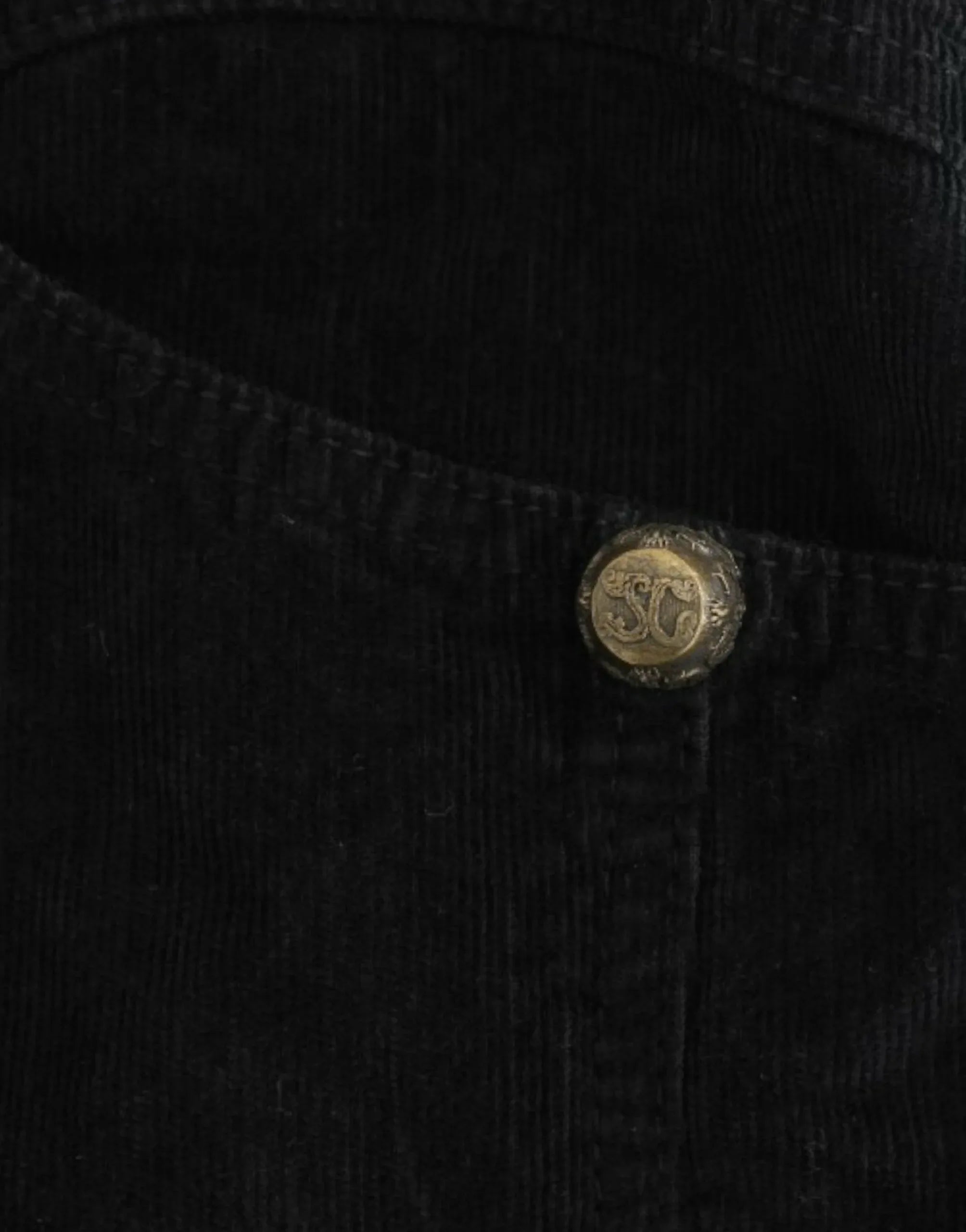 Cavalli Black Corduroy Pencil Skirt - Zeiniez