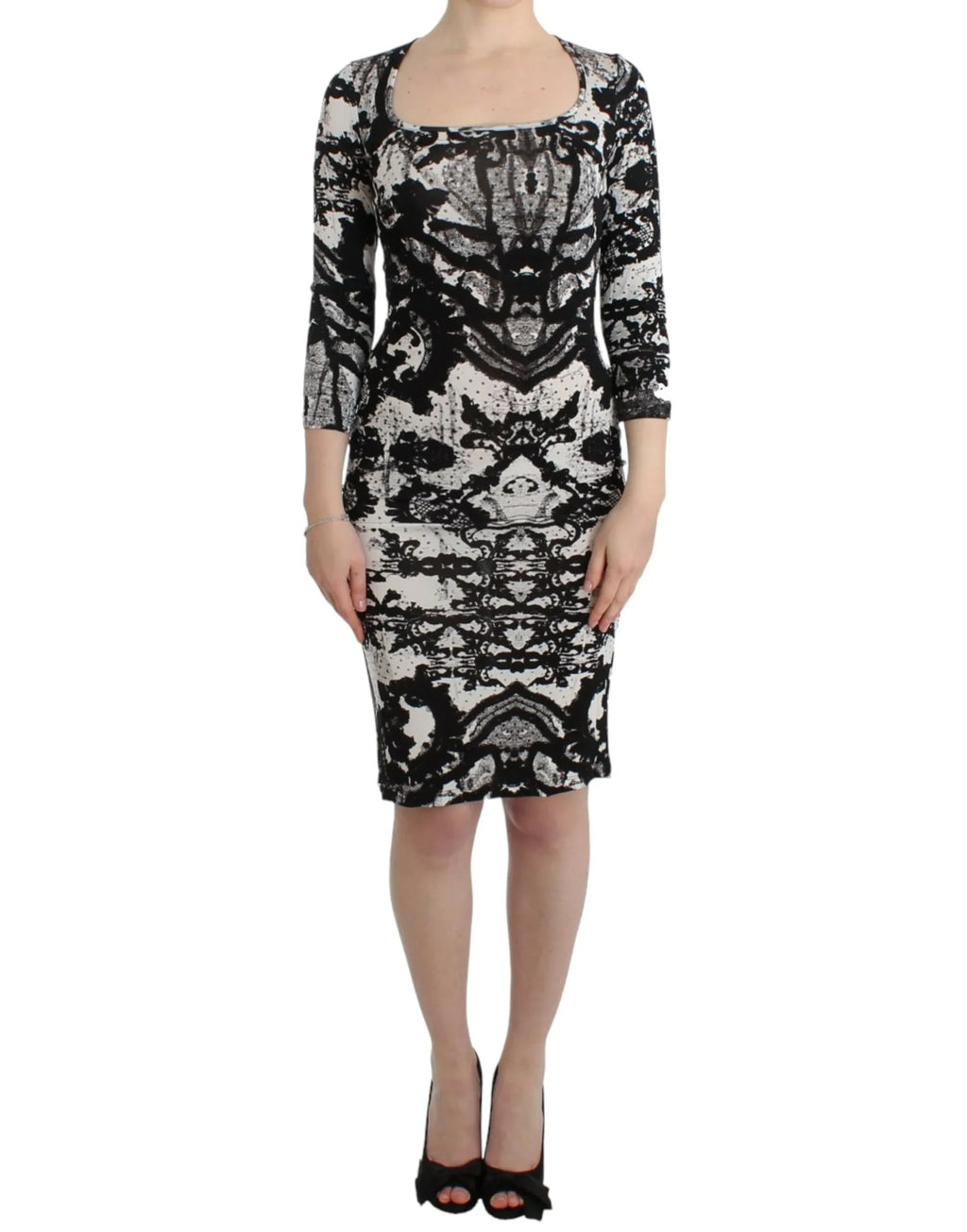 Cavalli Black Printed Sheath Dress - Zeiniez