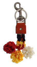 Dolce & Gabbana Red White Raffia Leather Clasp Finder Keyring Keychain - Zeiniez