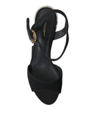 Dolce & Gabbana Black Crystals Ankle Strap Sandals Shoes - Zeiniez