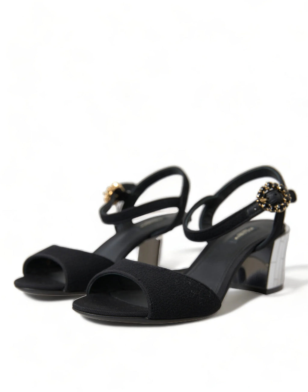 Dolce & Gabbana Black Crystals Ankle Strap Sandals Shoes - Zeiniez