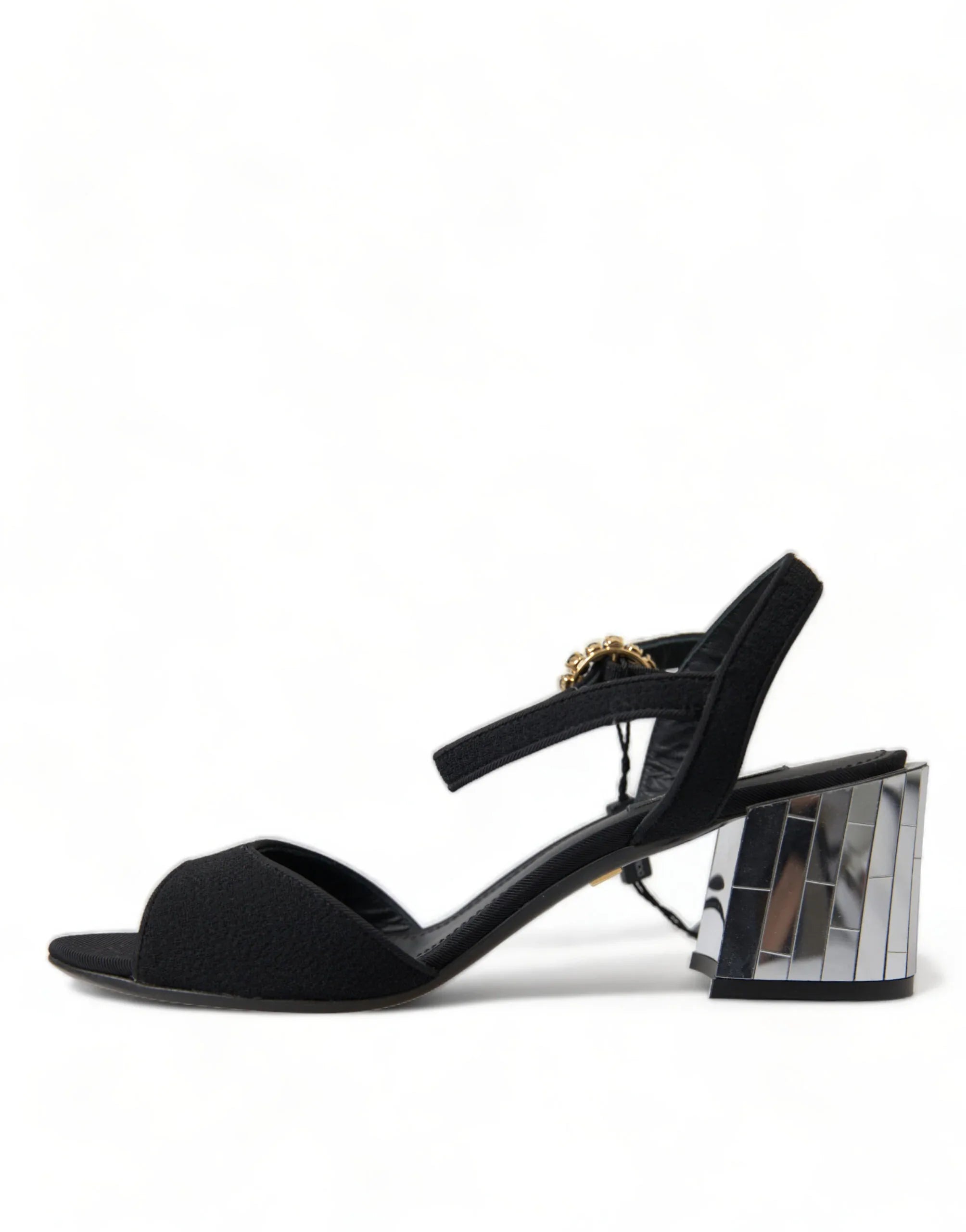 Dolce & Gabbana Black Crystals Ankle Strap Sandals Shoes - Zeiniez