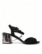 Dolce & Gabbana Black Crystals Ankle Strap Sandals Shoes - Zeiniez