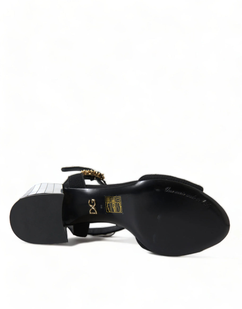 Dolce & Gabbana Black Crystals Ankle Strap Sandals Shoes - Zeiniez