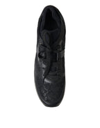 Dolce & Gabbana Black Floral Lace Leather Sneakers Shoes - Zeiniez