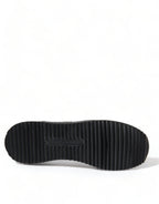 Dolce & Gabbana Black Floral Lace Leather Sneakers Shoes - Zeiniez