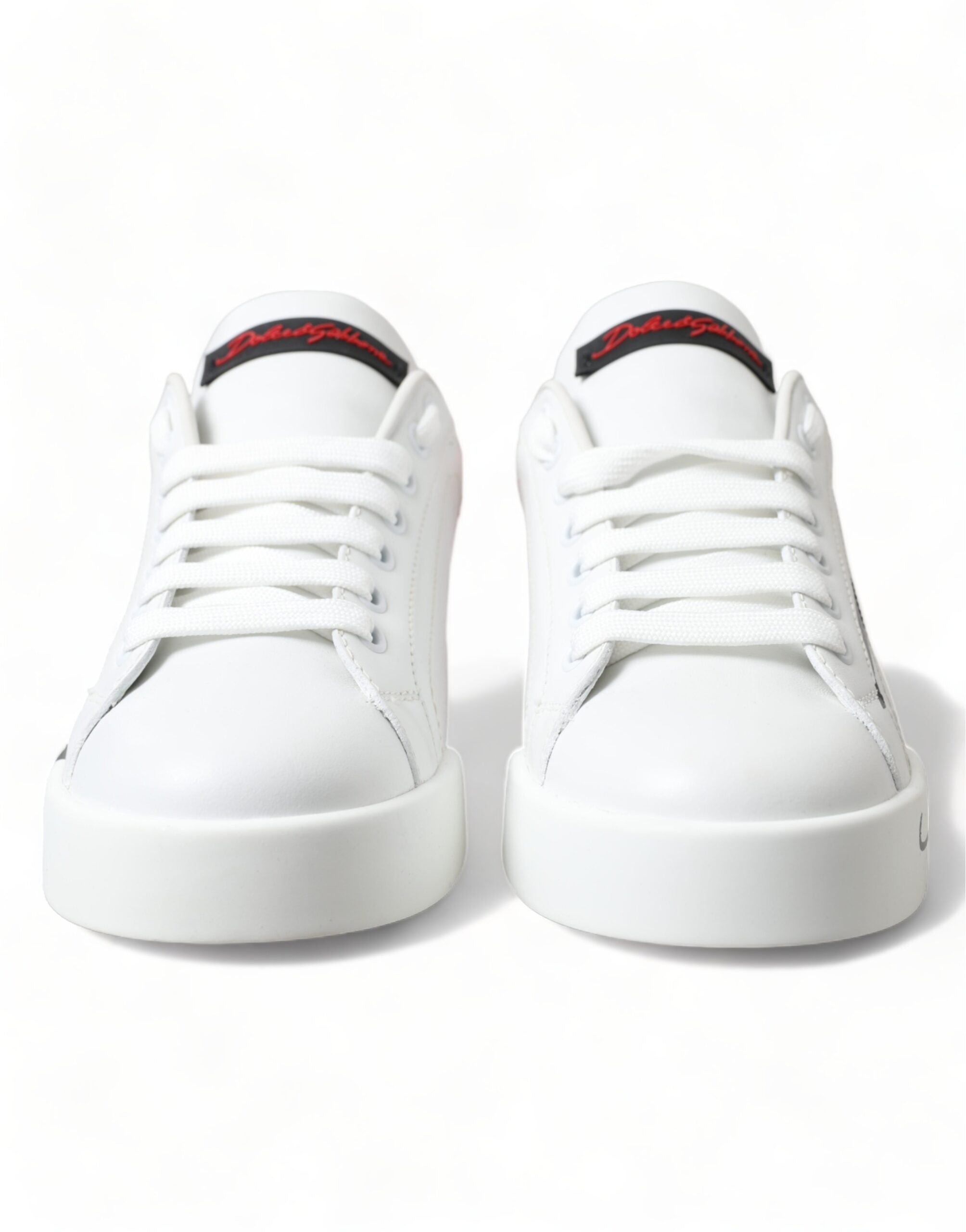 Dolce & Gabbana White Red Lace Up Womens Low Top Sneakers Shoes - Zeiniez