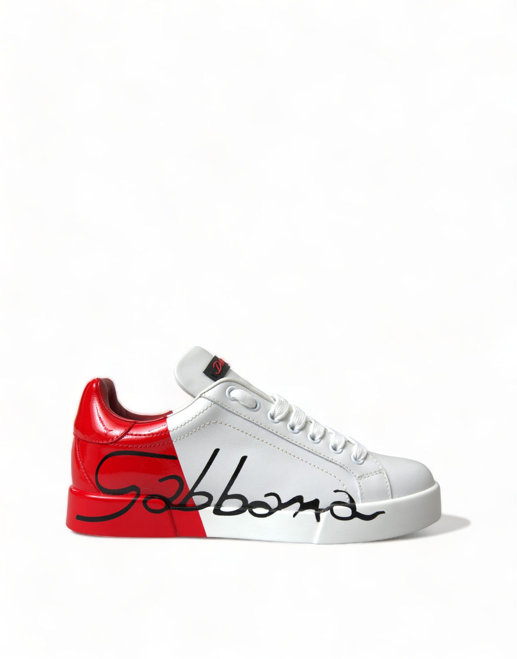 Dolce & Gabbana White Red Lace Up Womens Low Top Sneakers Shoes - Zeiniez