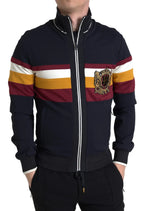 Dolce & Gabbana Blue Cardigan Heraldic Full Zip Sweater - Zeiniez