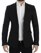 Dolce & Gabbana Black silk slim fit blazer Dolce & Gabbana