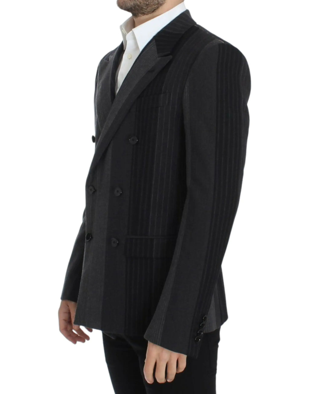 Dolce & Gabbana Gray striped wool stretch blazer Dolce & Gabbana