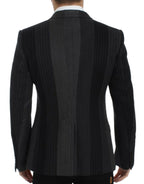 Dolce & Gabbana Gray striped wool stretch blazer Dolce & Gabbana