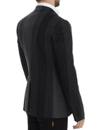 Dolce & Gabbana Gray striped wool stretch blazer Dolce & Gabbana