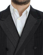 Dolce & Gabbana Gray striped wool stretch blazer Dolce & Gabbana