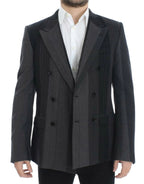 Dolce & Gabbana Gray striped wool stretch blazer Dolce & Gabbana