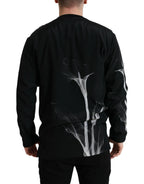 Dolce & Gabbana Black Floral Print Crewneck Pullover Sweater - Zeiniez