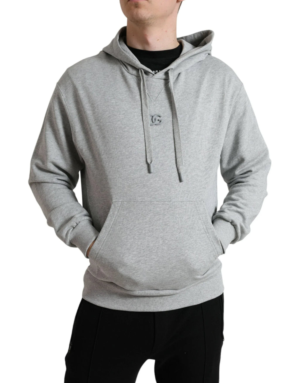 Dolce & Gabbana Gray Cotton Logo Hooded Sweatshirt Sweater - Zeiniez