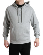 Dolce & Gabbana Gray Cotton Logo Hooded Sweatshirt Sweater - Zeiniez