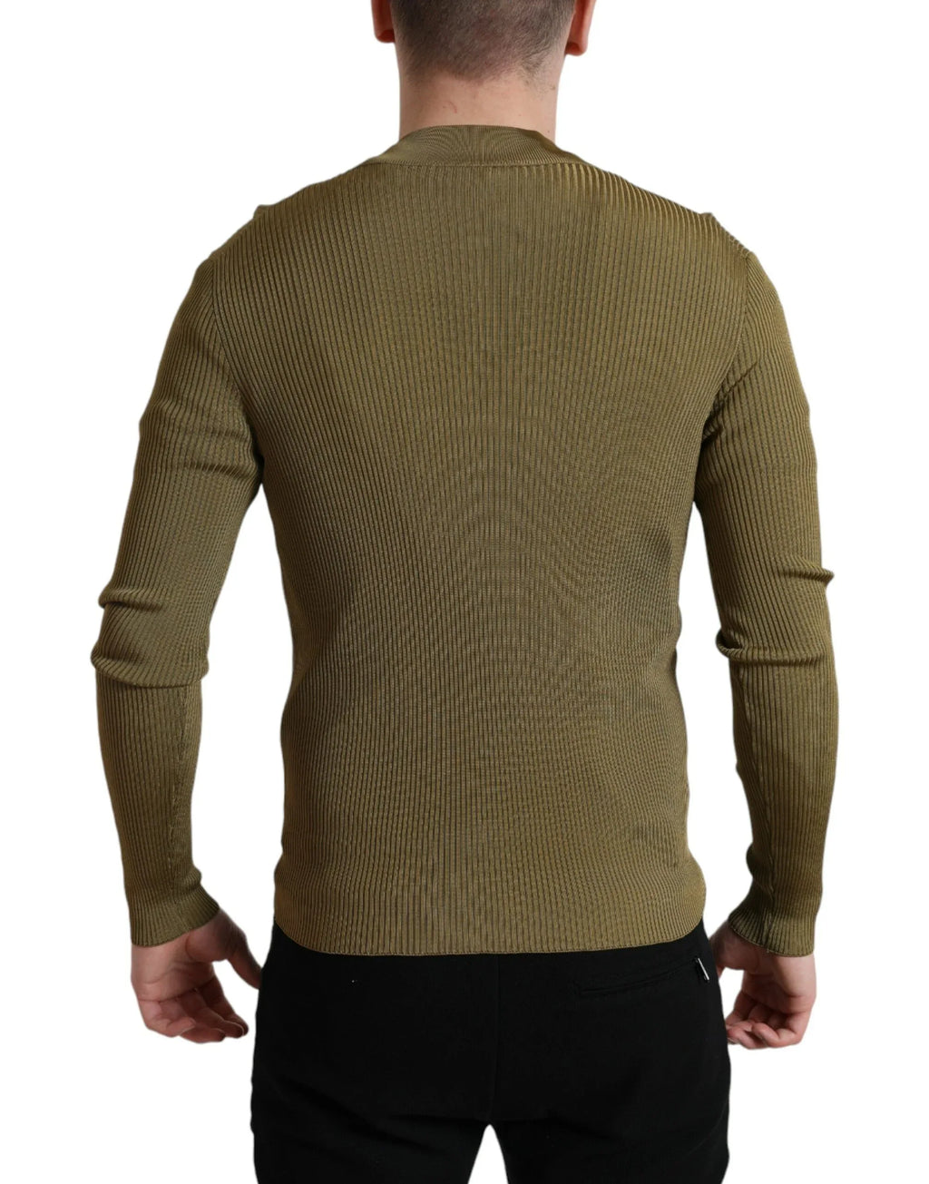 Dolce & Gabbana Army Green Viscose Crewneck Pullover Sweater - Zeiniez