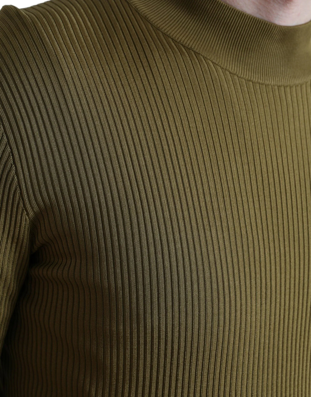 Dolce & Gabbana Army Green Viscose Crewneck Pullover Sweater - Zeiniez