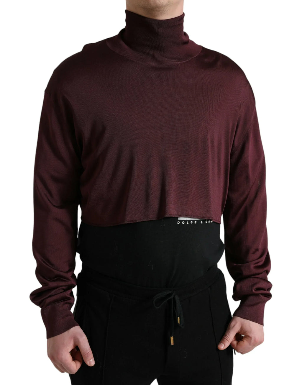Dolce & Gabbana Maroon Viscose Turtleneck Pullover Sweater - Zeiniez