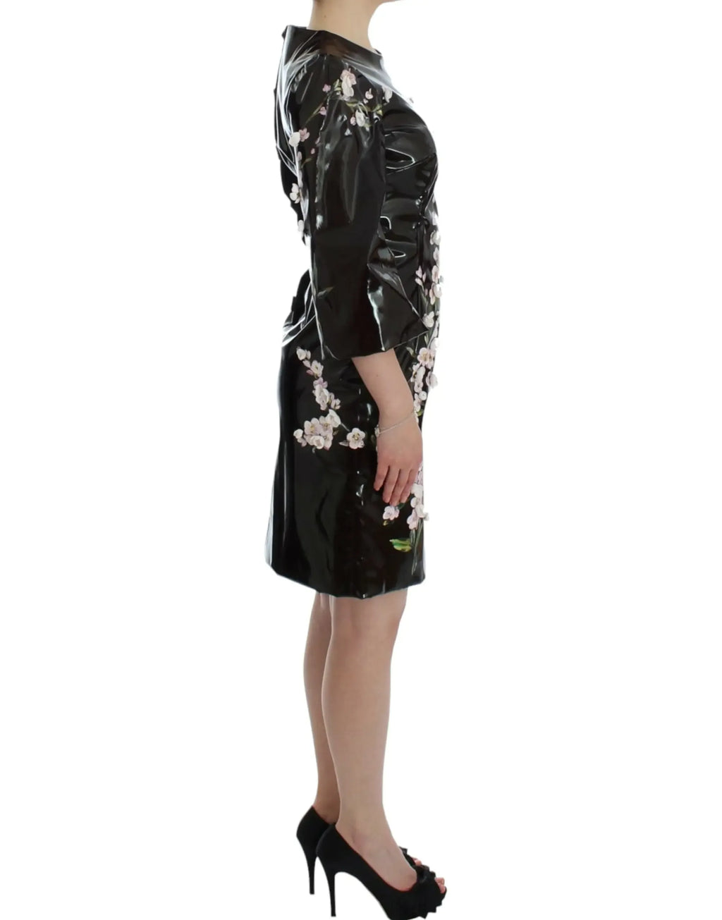 Dolce & Gabbana Black floral 3/4 Sleeve sheath dress - Zeiniez