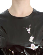 Dolce & Gabbana Black patent floral HANDPAINTED dress - Zeiniez