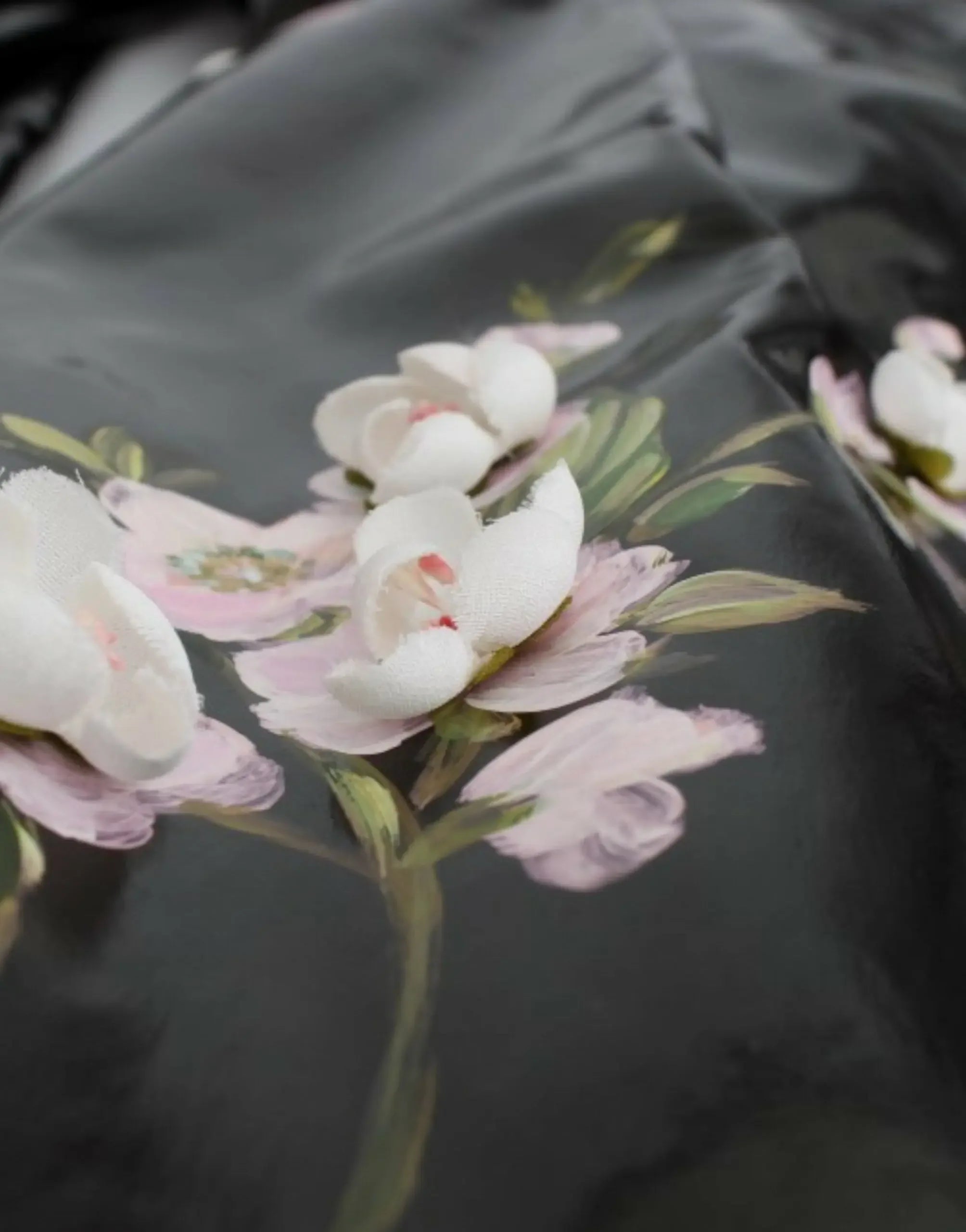 Dolce & Gabbana Black patent floral HANDPAINTED dress - Zeiniez