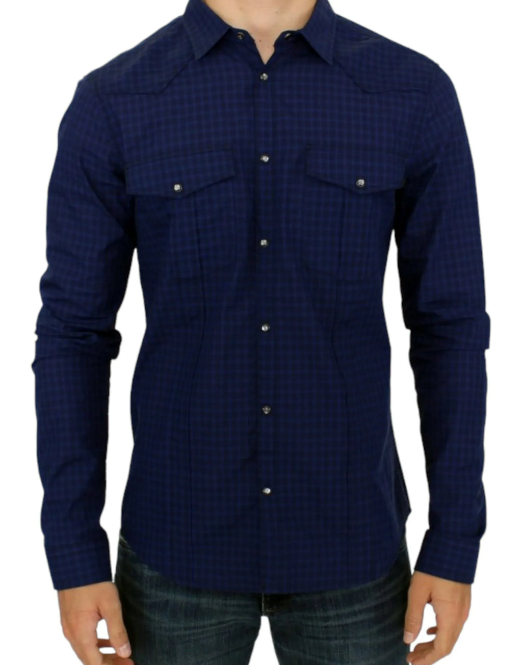 Costume National Blue checkered cotton shirt - Zeiniez