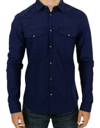 Costume National Blue checkered cotton shirt - Zeiniez