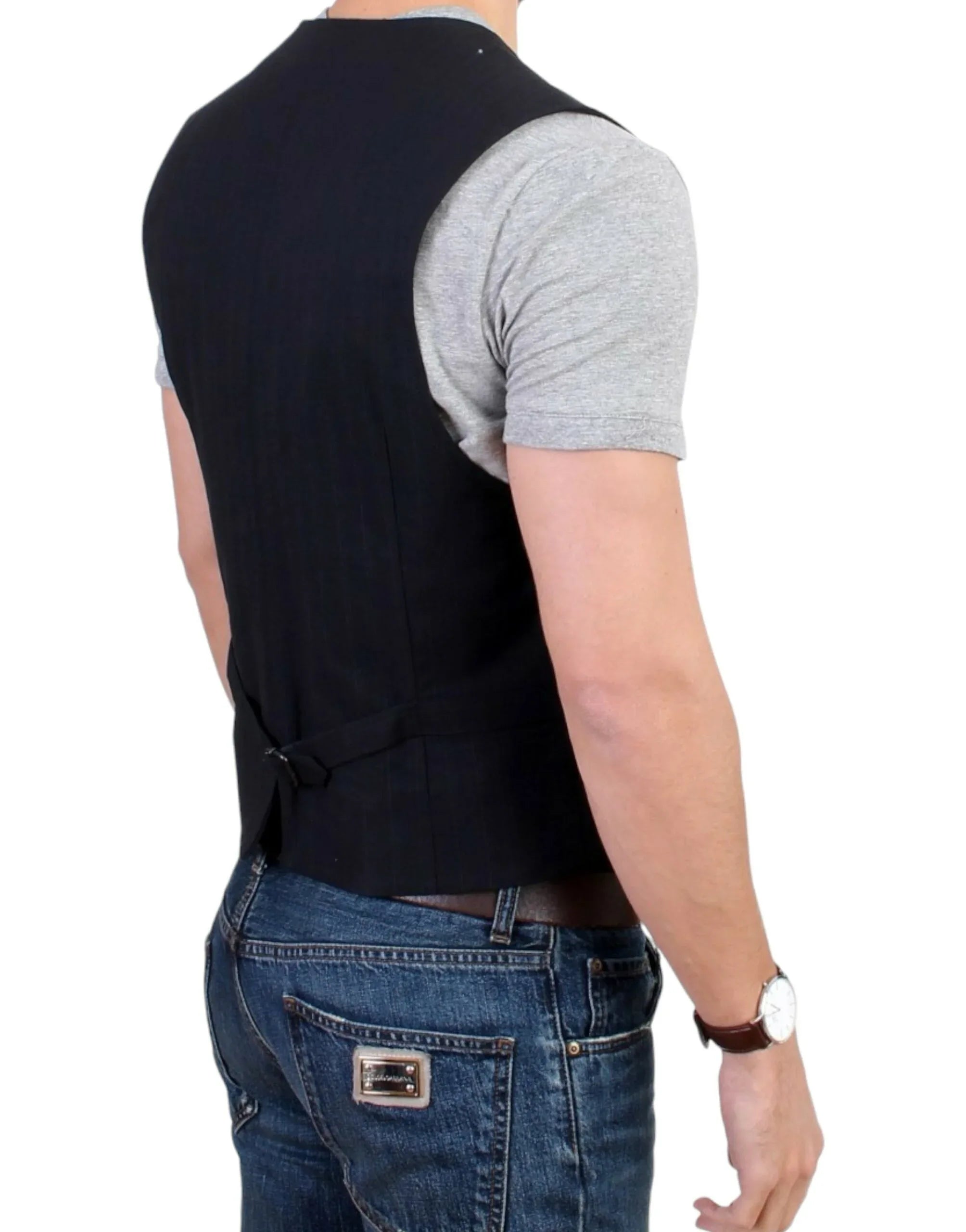 Costume National Black striped cotton casual vest - Zeiniez