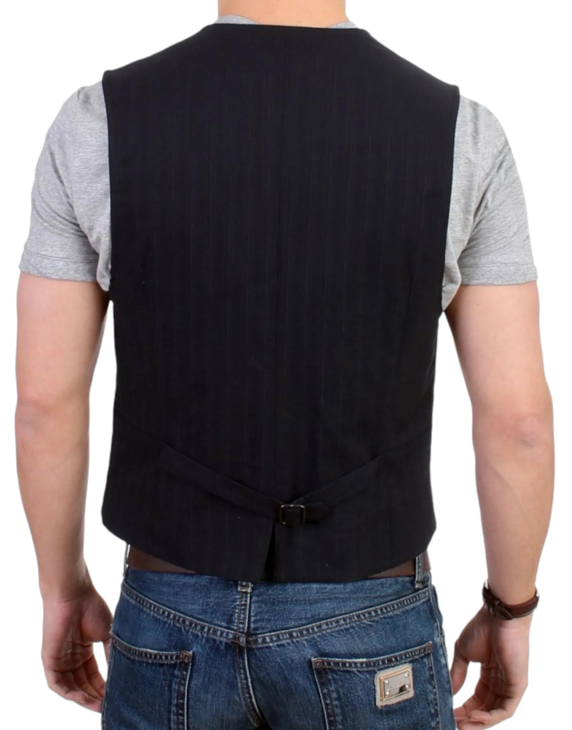 Costume National Black striped cotton casual vest - Zeiniez