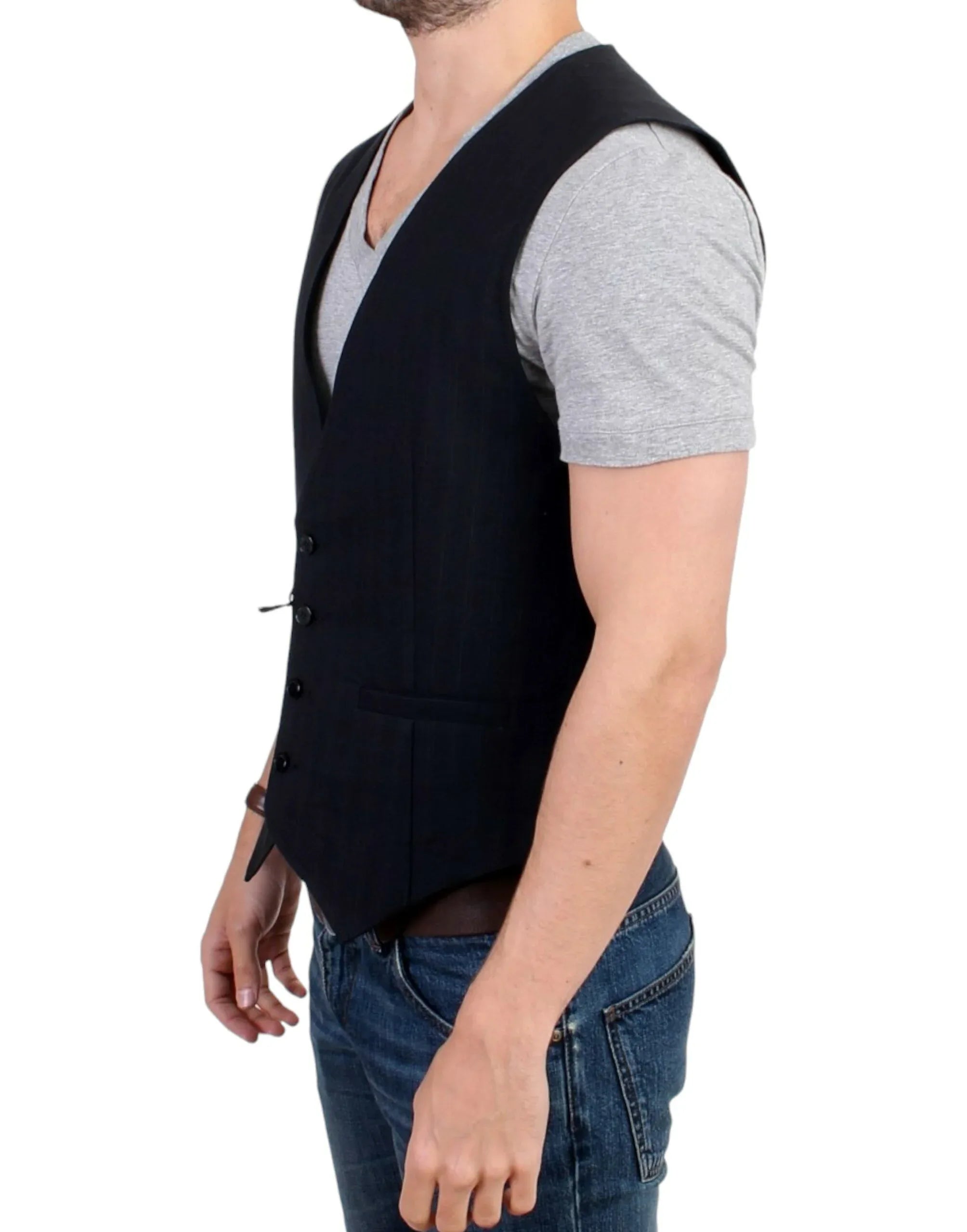 Costume National Black striped cotton casual vest - Zeiniez
