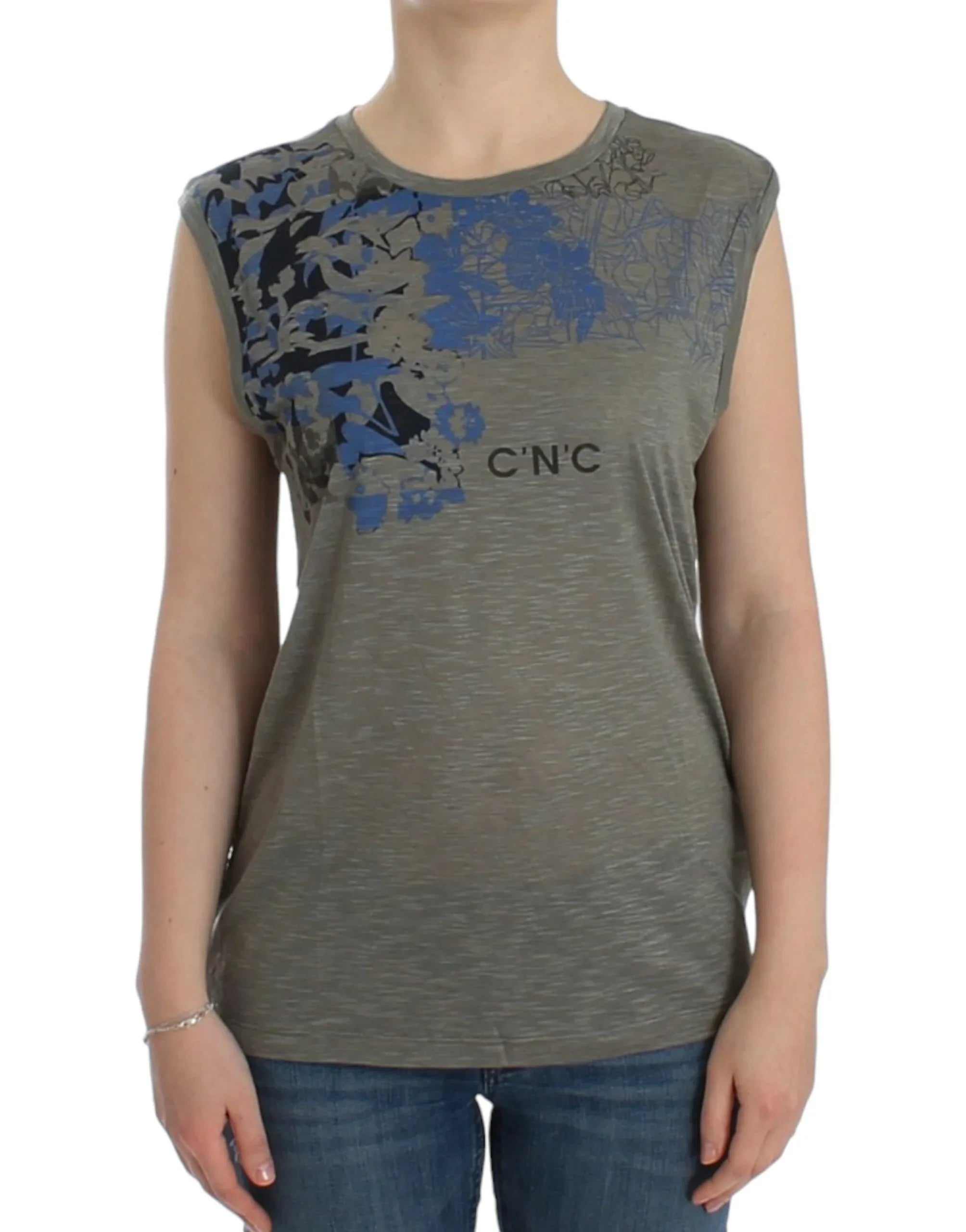 Costume National Gray print sleeveless t-shirt - Zeiniez