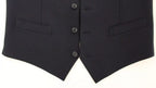 Dolce & Gabbana Blue Wool Formal Dress Vest Gilet Dolce & Gabbana