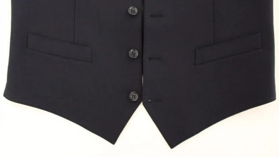 Dolce & Gabbana Blue Wool Formal Dress Vest Gilet Dolce & Gabbana