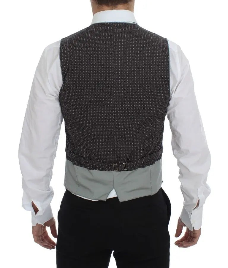 Dolce & Gabbana Gray Polka Dot Dress Vest Gilet Weste Dolce & Gabbana