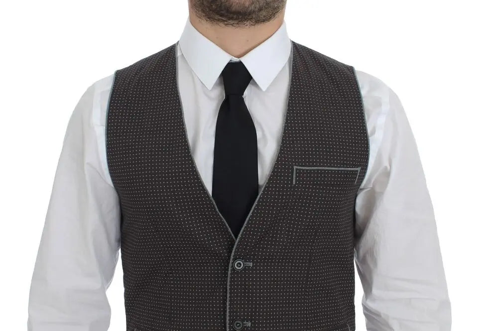 Dolce & Gabbana Gray Polka Dot Dress Vest Gilet Weste Dolce & Gabbana