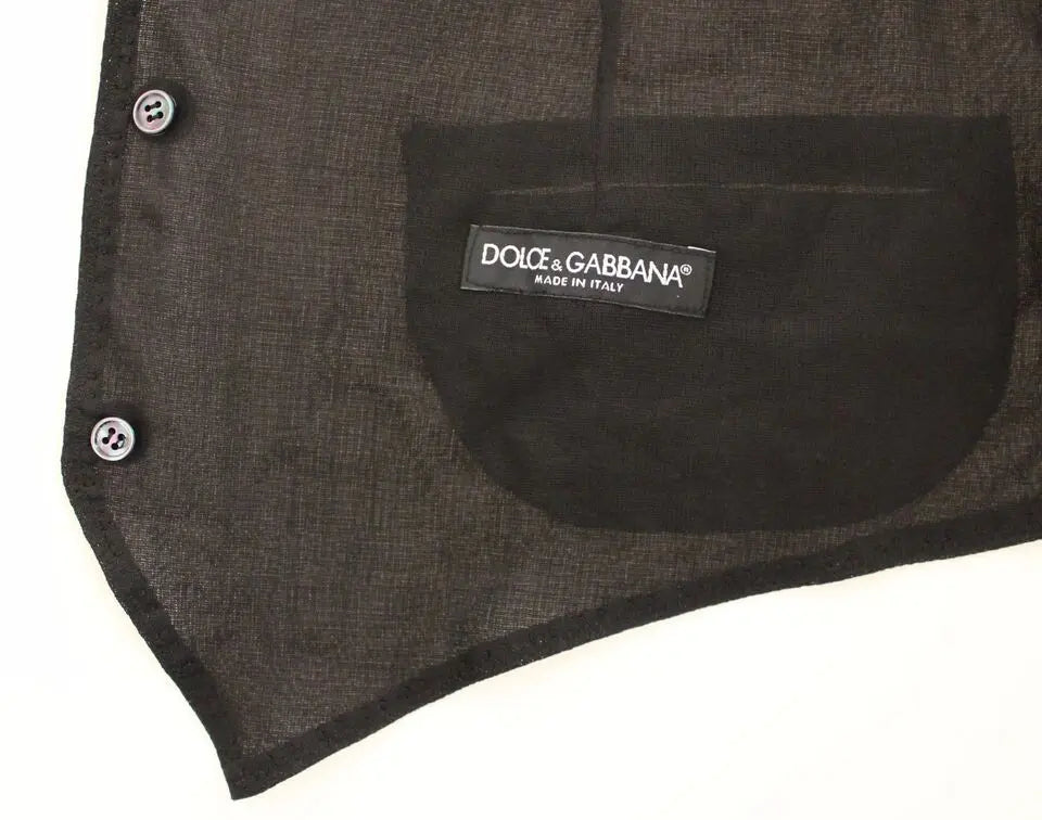 Dolce & Gabbana Black Wool Formal Dress Vest Gilet Jacket Dolce & Gabbana