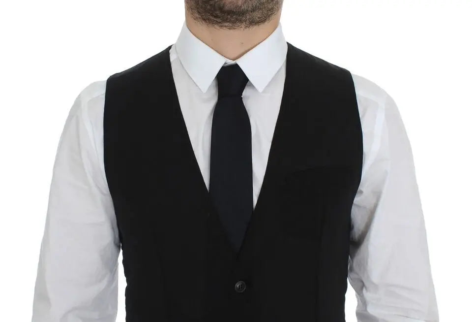 Dolce & Gabbana Black Wool Formal Dress Vest Gilet Jacket Dolce & Gabbana