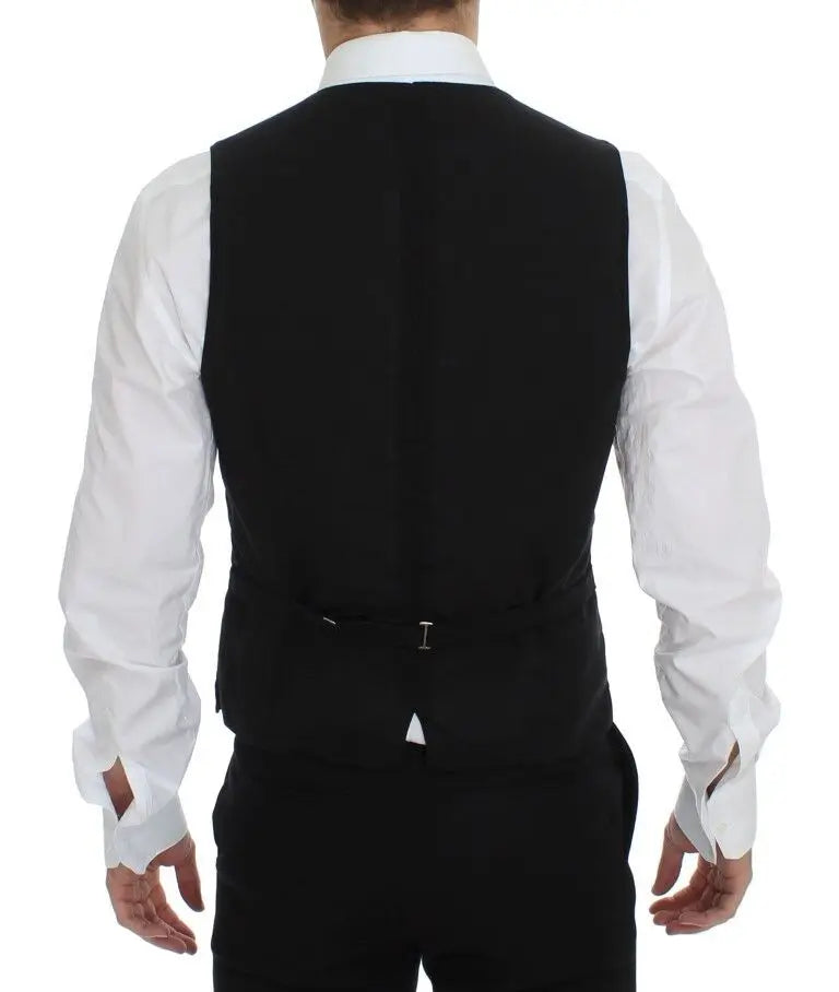 Dolce & Gabbana Black Wool Formal Dress Vest Gilet Jacket Dolce & Gabbana