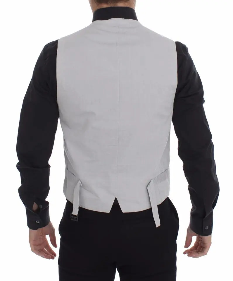 Dolce & Gabbana Beige Silk Blend Dress Formal Vest Gilet Dolce & Gabbana