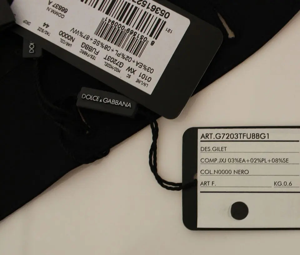 Dolce & Gabbana Black Wool Silk Stretch Dress Vest Blazer Dolce & Gabbana